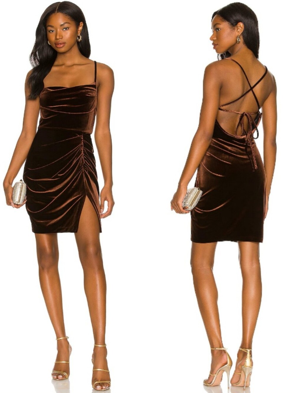 Amanda Uprichard Jasalina Velvet Mini Dress in Cocoa